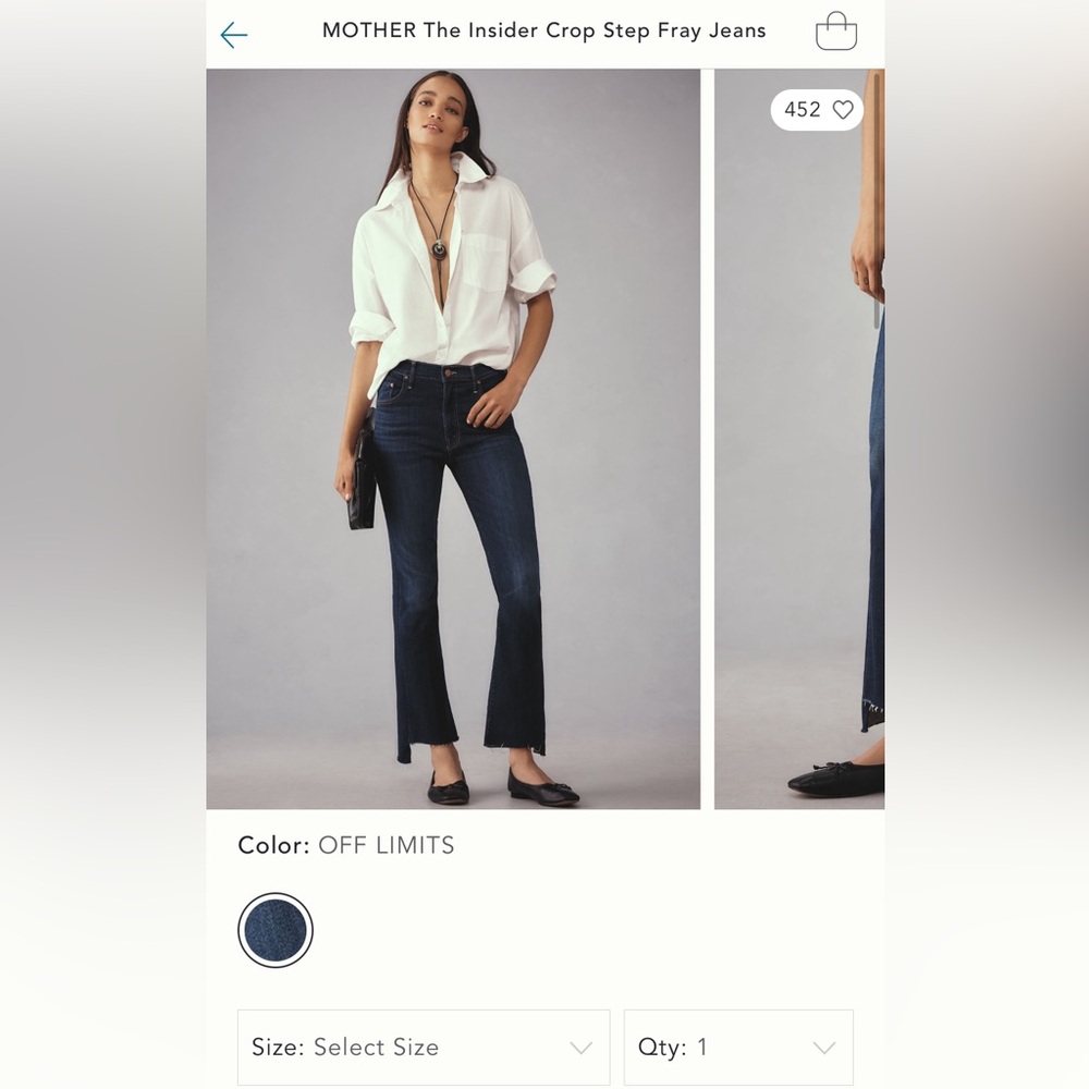 Mother size 26 Cropped Step Fray Denim